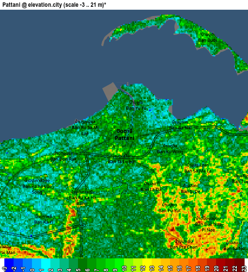 Zoom OUT 2x Pattani, Thailand elevation map