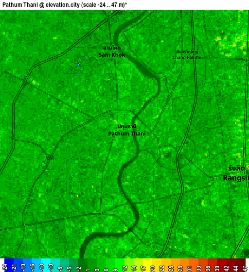 Zoom OUT 2x Pathum Thani, Thailand elevation map