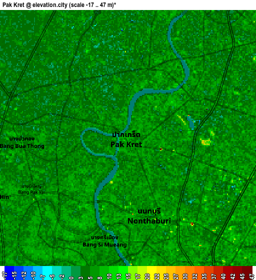 Zoom OUT 2x Pak Kret, Thailand elevation map