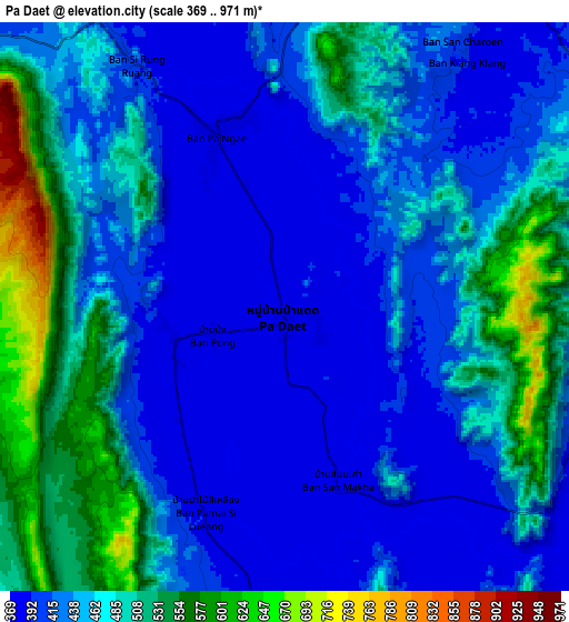 Zoom OUT 2x Pa Daet, Thailand elevation map