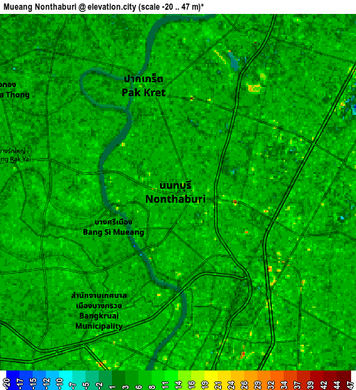 Zoom OUT 2x Mueang Nonthaburi, Thailand elevation map