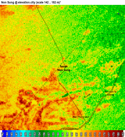 Zoom OUT 2x Non Sung, Thailand elevation map