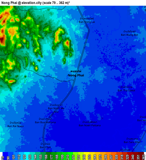 Zoom OUT 2x Nong Phai, Thailand elevation map