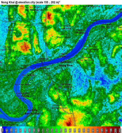 Zoom OUT 2x Nong Khai, Thailand elevation map