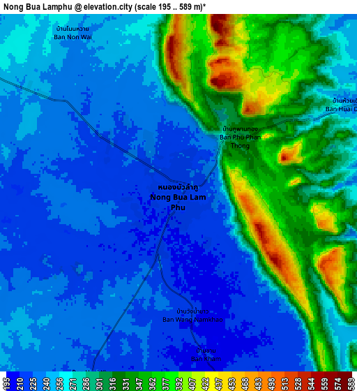 Zoom OUT 2x Nong Bua Lamphu, Thailand elevation map