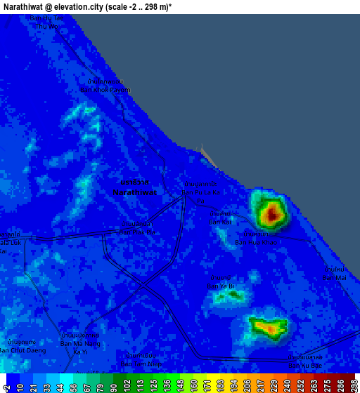 Zoom OUT 2x Narathiwat, Thailand elevation map