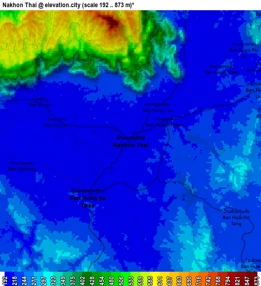 Zoom OUT 2x Nakhon Thai, Thailand elevation map