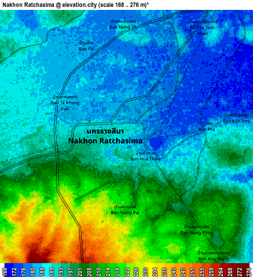 Zoom OUT 2x Nakhon Ratchasima, Thailand elevation map