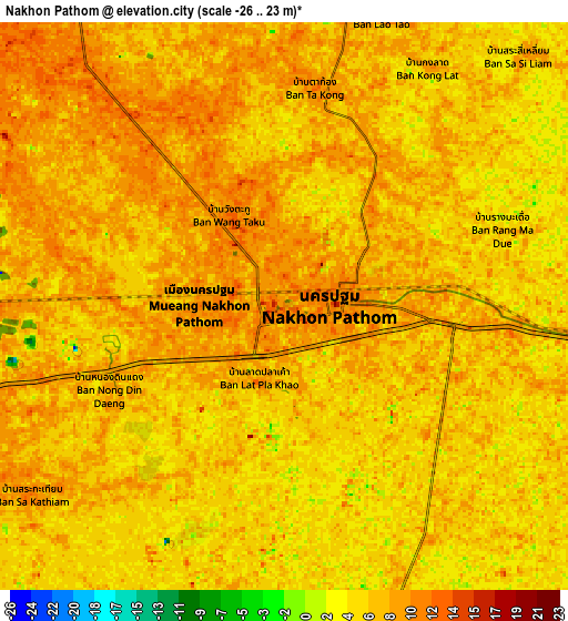 Zoom OUT 2x Nakhon Pathom, Thailand elevation map