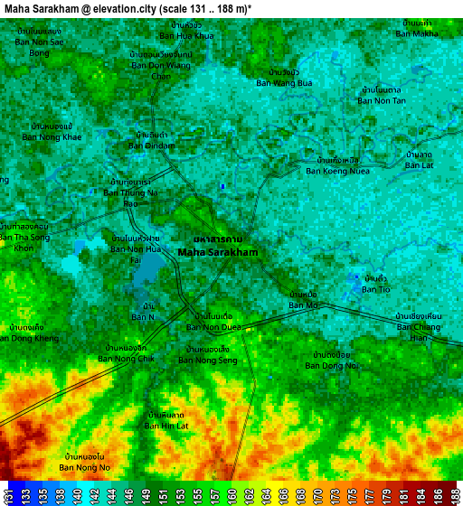 Zoom OUT 2x Maha Sarakham, Thailand elevation map