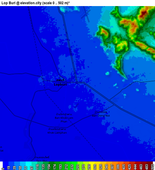 Zoom OUT 2x Lop Buri, Thailand elevation map