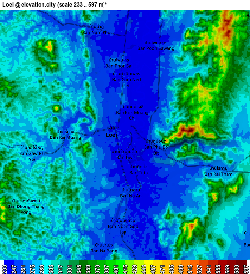 Zoom OUT 2x Loei, Thailand elevation map