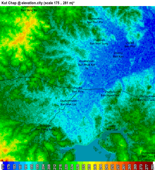 Zoom OUT 2x Kut Chap, Thailand elevation map