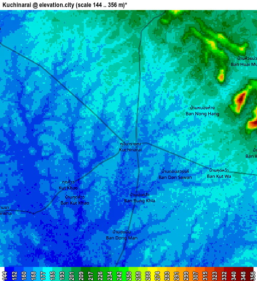 Zoom OUT 2x Kuchinarai, Thailand elevation map