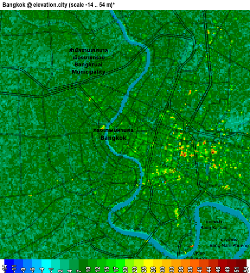 Zoom OUT 2x Bangkok, Thailand elevation map