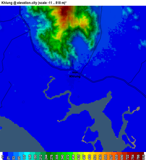 Zoom OUT 2x Khlung, Thailand elevation map