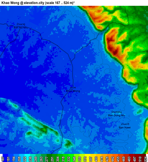 Zoom OUT 2x Khao Wong, Thailand elevation map