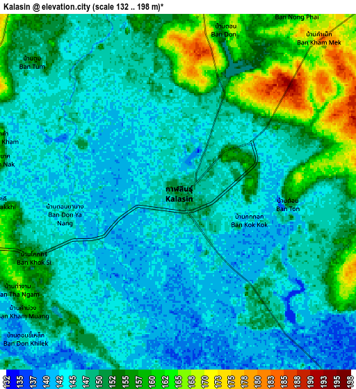 Zoom OUT 2x Kalasin, Thailand elevation map