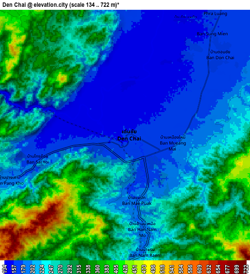 Zoom OUT 2x Den Chai, Thailand elevation map