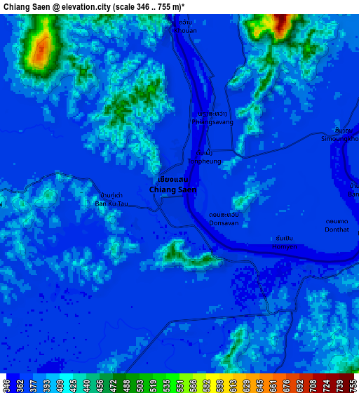 Zoom OUT 2x Chiang Saen, Thailand elevation map