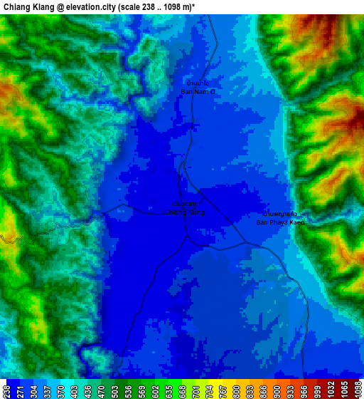 Zoom OUT 2x Chiang Klang, Thailand elevation map