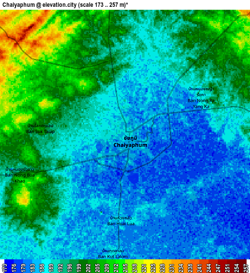 Zoom OUT 2x Chaiyaphum, Thailand elevation map