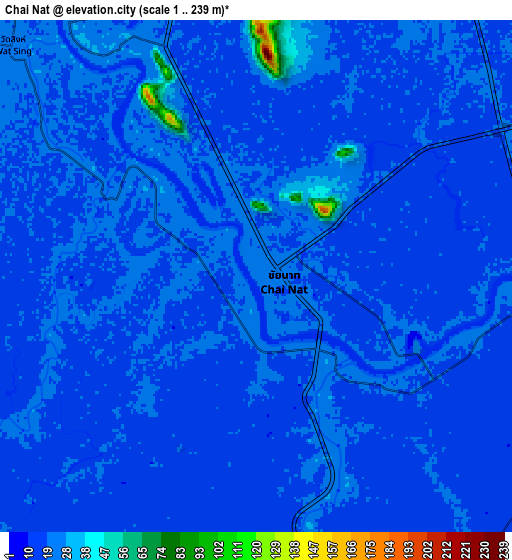 Zoom OUT 2x Chai Nat, Thailand elevation map