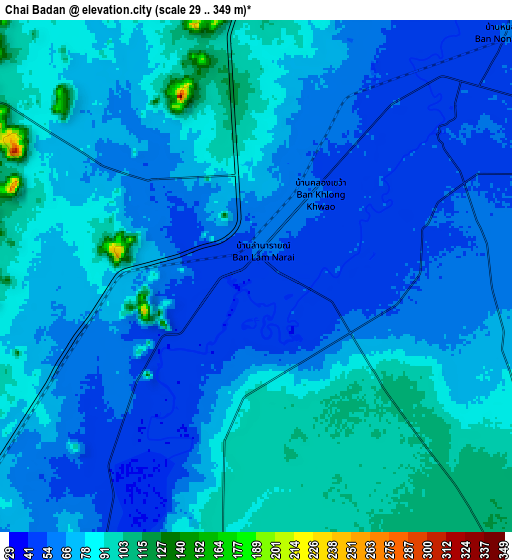Zoom OUT 2x Chai Badan, Thailand elevation map