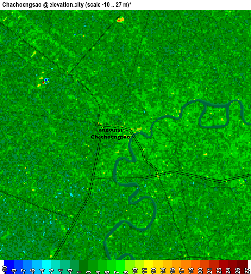 Zoom OUT 2x Chachoengsao, Thailand elevation map