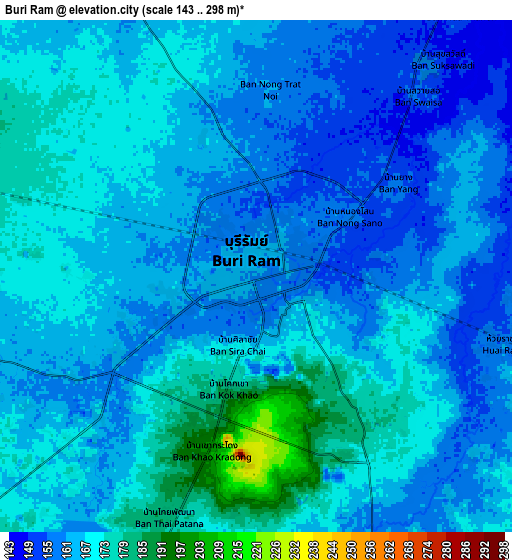 Zoom OUT 2x Buri Ram, Thailand elevation map