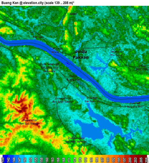 Zoom OUT 2x Bueng Kan, Thailand elevation map