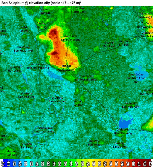 Zoom OUT 2x Ban Selaphum, Thailand elevation map