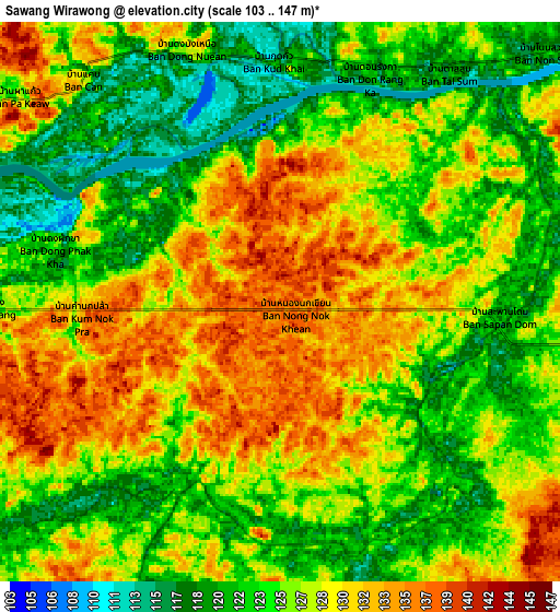 Zoom OUT 2x Sawang Wirawong, Thailand elevation map