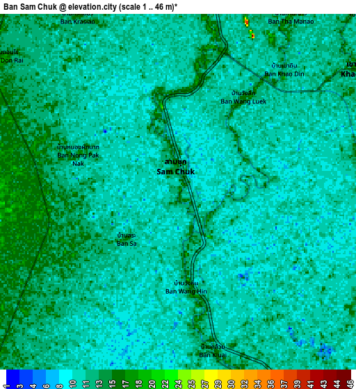 Zoom OUT 2x Ban Sam Chuk, Thailand elevation map