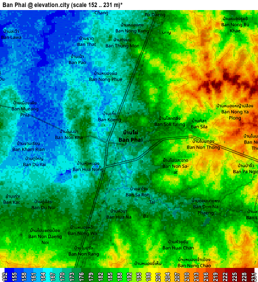 Zoom OUT 2x Ban Phai, Thailand elevation map