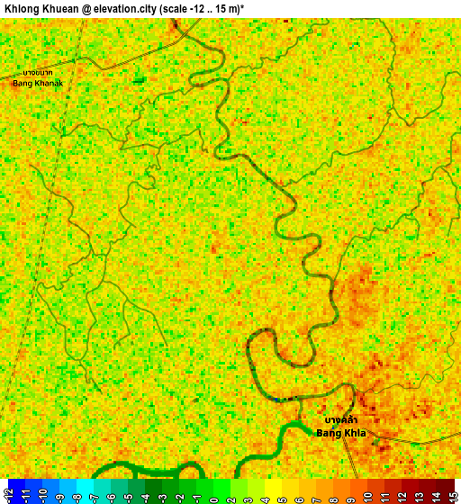 Zoom OUT 2x Khlong Khuean, Thailand elevation map