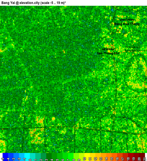 Zoom OUT 2x Bang Yai, Thailand elevation map