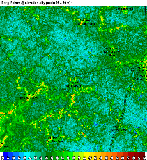 Zoom OUT 2x Bang Rakam, Thailand elevation map