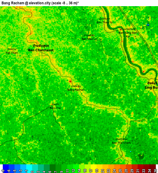 Zoom OUT 2x Bang Racham, Thailand elevation map