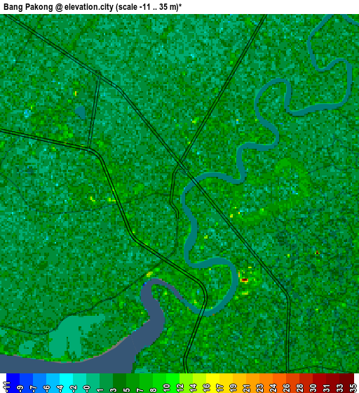 Zoom OUT 2x Bang Pakong, Thailand elevation map