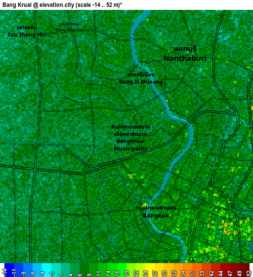 Zoom OUT 2x Bang Kruai, Thailand elevation map