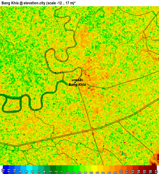 Zoom OUT 2x Bang Khla, Thailand elevation map