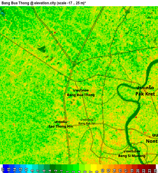 Zoom OUT 2x Bang Bua Thong, Thailand elevation map