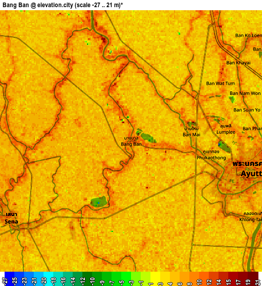 Zoom OUT 2x Bang Ban, Thailand elevation map