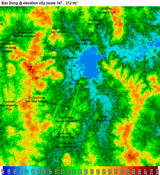 Zoom OUT 2x Ban Dung, Thailand elevation map