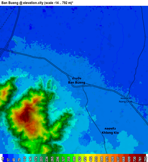 Zoom OUT 2x Ban Bueng, Thailand elevation map