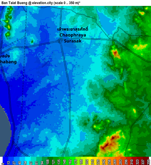 Zoom OUT 2x Ban Talat Bueng, Thailand elevation map