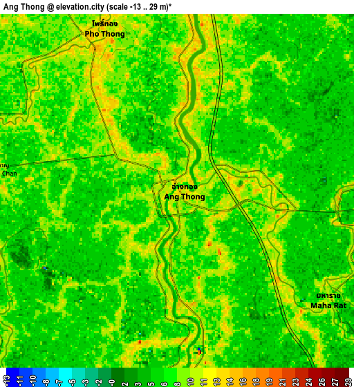 Zoom OUT 2x Ang Thong, Thailand elevation map