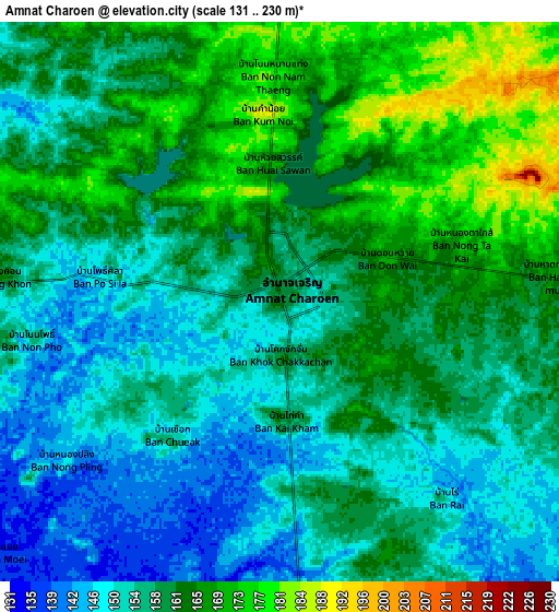 Zoom OUT 2x Amnat Charoen, Thailand elevation map