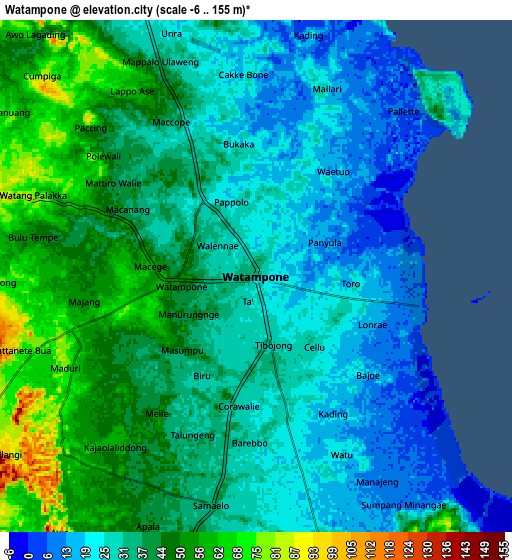 Zoom OUT 2x Watampone, Indonesia elevation map